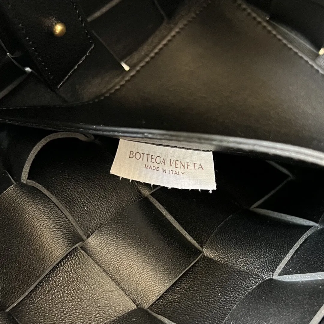LAMBSKIN Impeccable BLACK 22 Veneta Premium variety CASSETTE SMALL IN Bottega