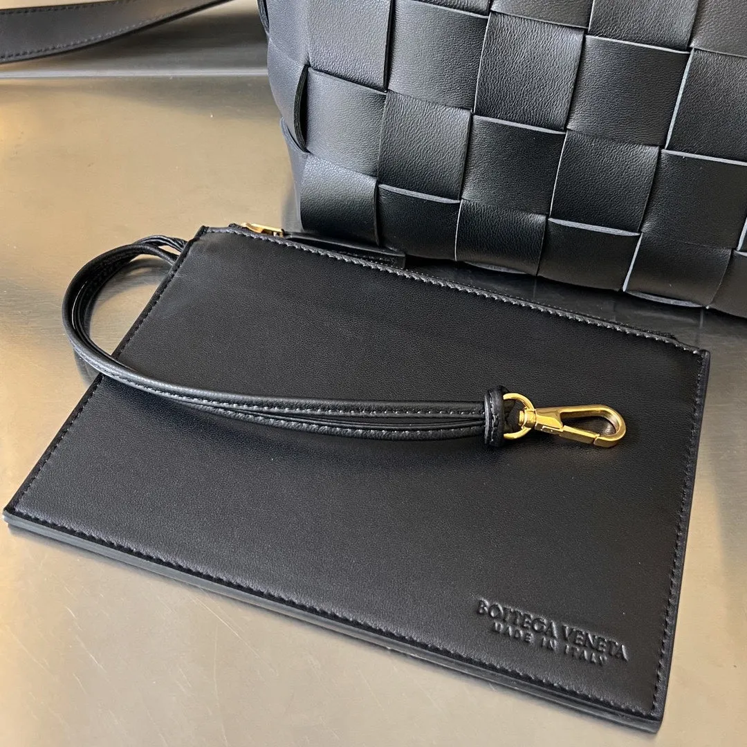LAMBSKIN Impeccable BLACK 22 Veneta Premium variety CASSETTE SMALL IN Bottega