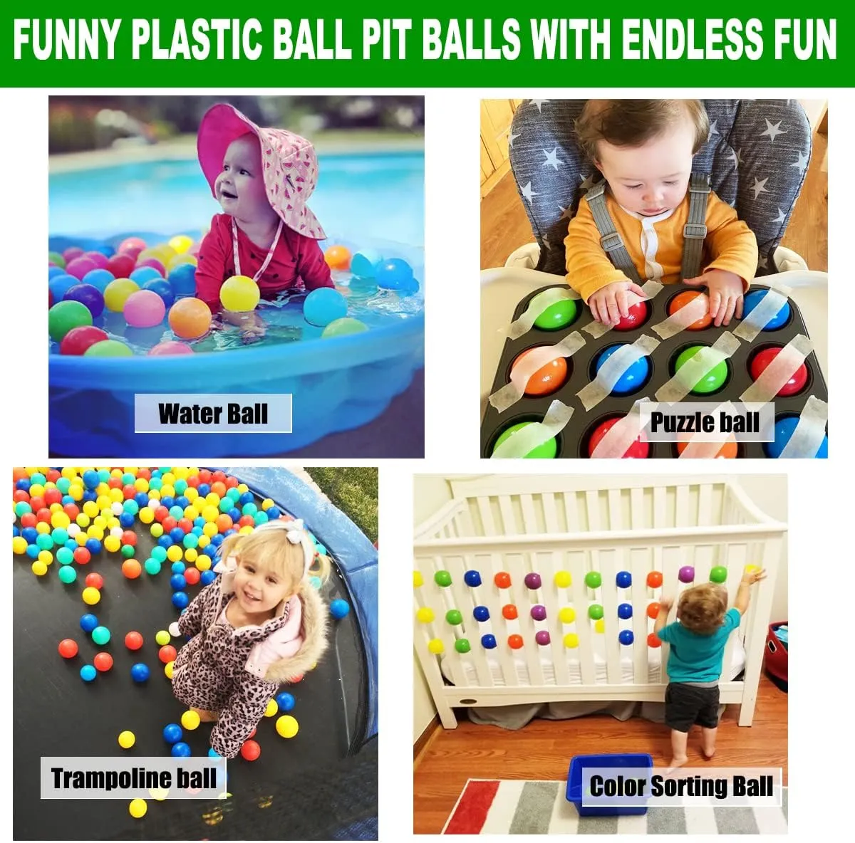 LANGXUN 50pcs 100pcs 200pcs Soft Plastic Ball Pit Balls for Kids, Gift for Baby Toddler Birthday Christmas, Ball Pit Play Tent, Baby Pool Water Toys, Kiddie Pool, Party Decoration