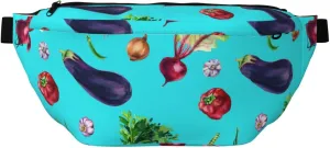 Large Fanny Packs for Women Men Cross Body - Eggplant chilies garlic onion Travel Crossbody Bags for Women Trendy, Belt Bag for Women Men Crossbody, Waist Bag for Women With Adjustable Strap