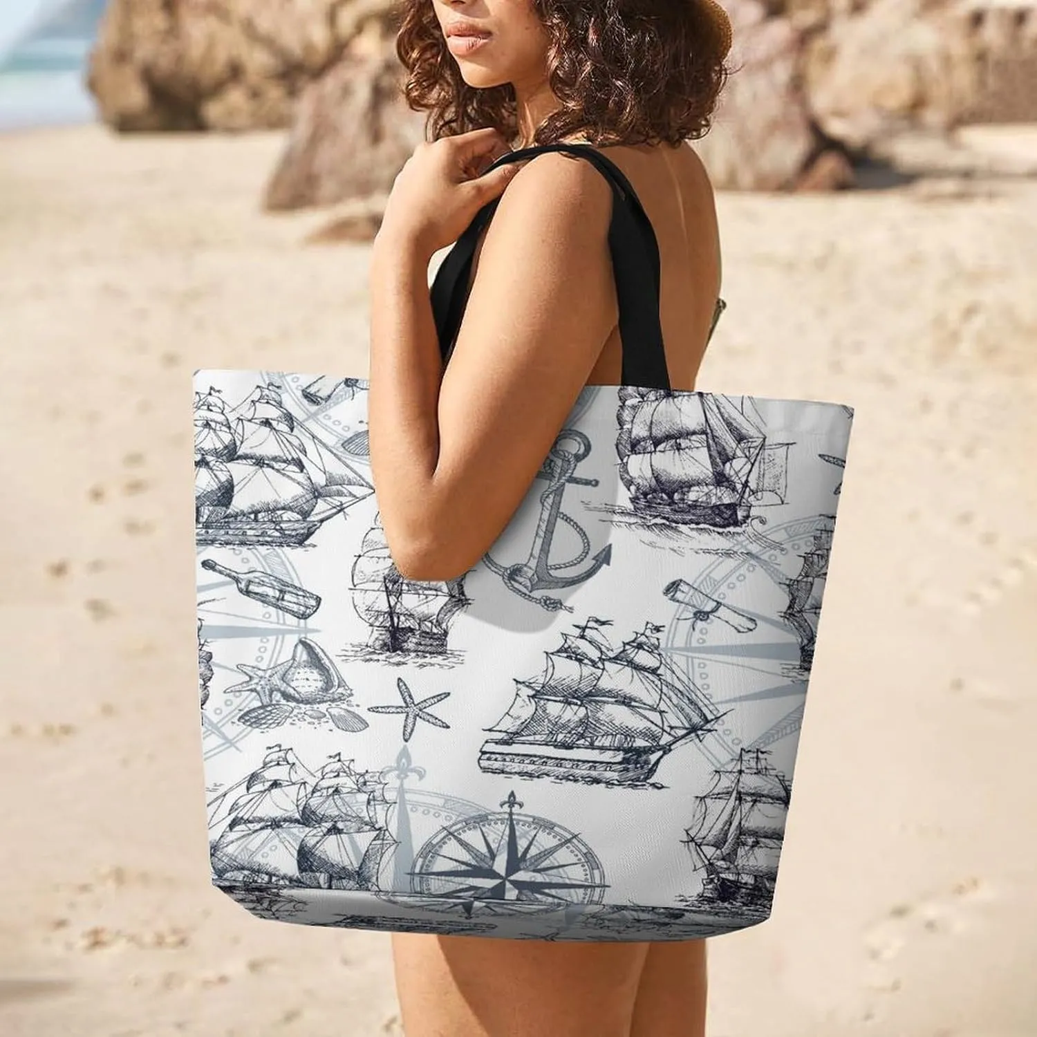 Large Tote Top Handle Bag, Shopping Handbag Big Polyester Shoulder Hand Bags