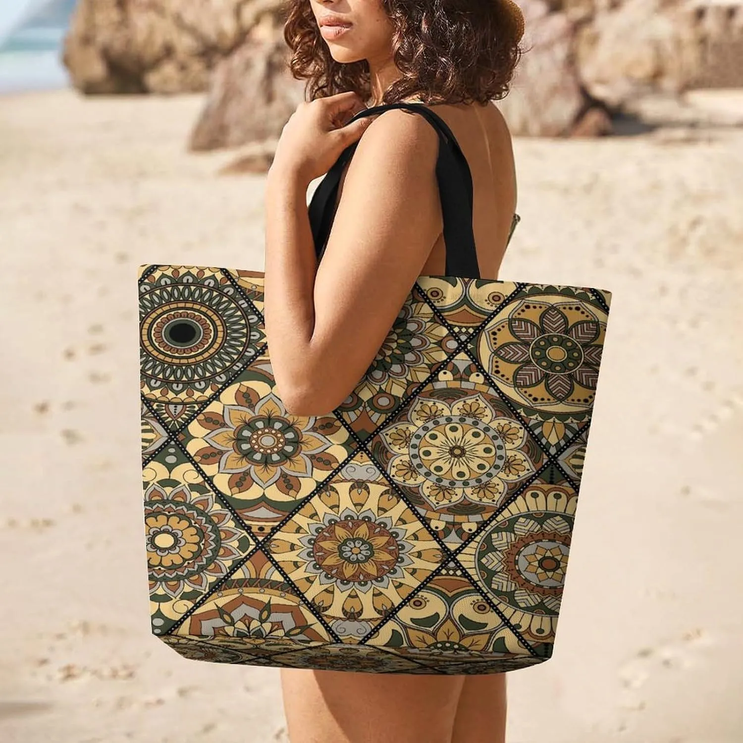 Large Tote Top Handle Bag, Shopping Handbag Big Polyester Shoulder Hand Bags