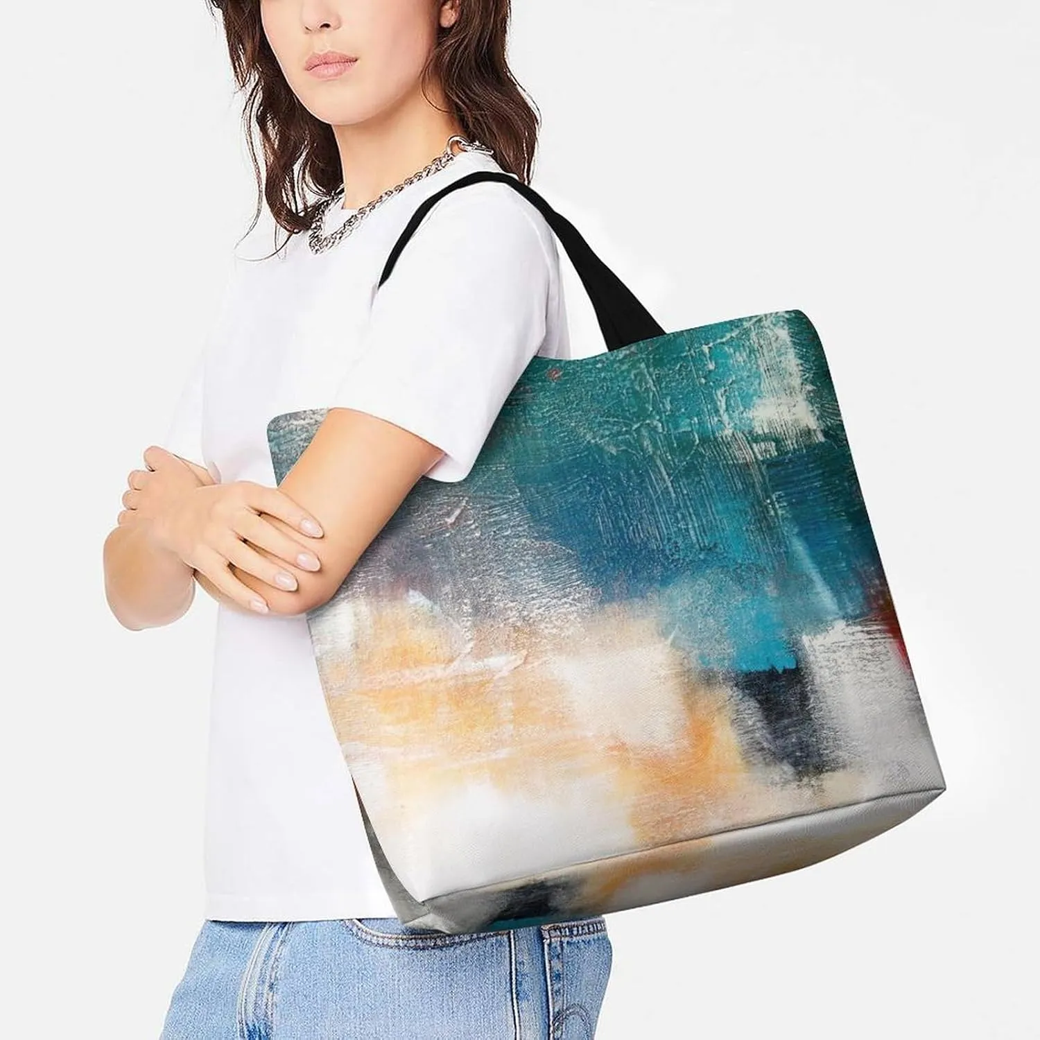 Large Tote Top Handle Bag, Shopping Handbag Big Polyester Shoulder Hand Bags