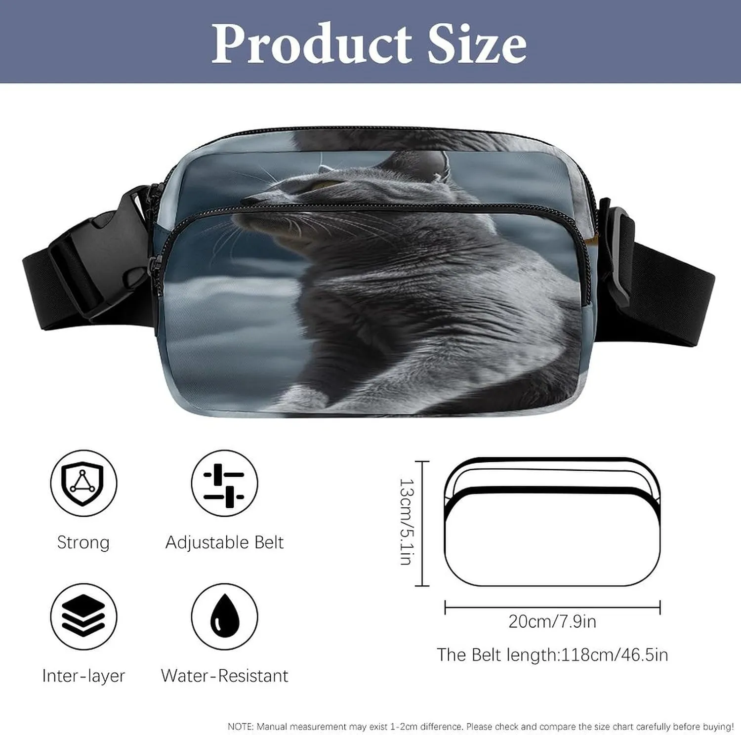 Large Waist Packs with Adjustable Strap,Cat Sitting on Chair CrossBody Fanny Pack Casual Bag for Travel Sports Running Hiking