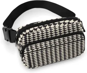 Large Waist Packs with Adjustable Strap,Gray Houndstooth Stripes CrossBody Fanny Pack Casual Bag for Travel Sports Running Hiking