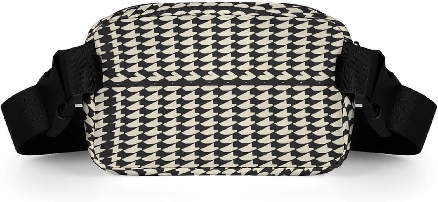 Large Waist Packs with Adjustable Strap,Gray Houndstooth Stripes CrossBody Fanny Pack Casual Bag for Travel Sports Running Hiking