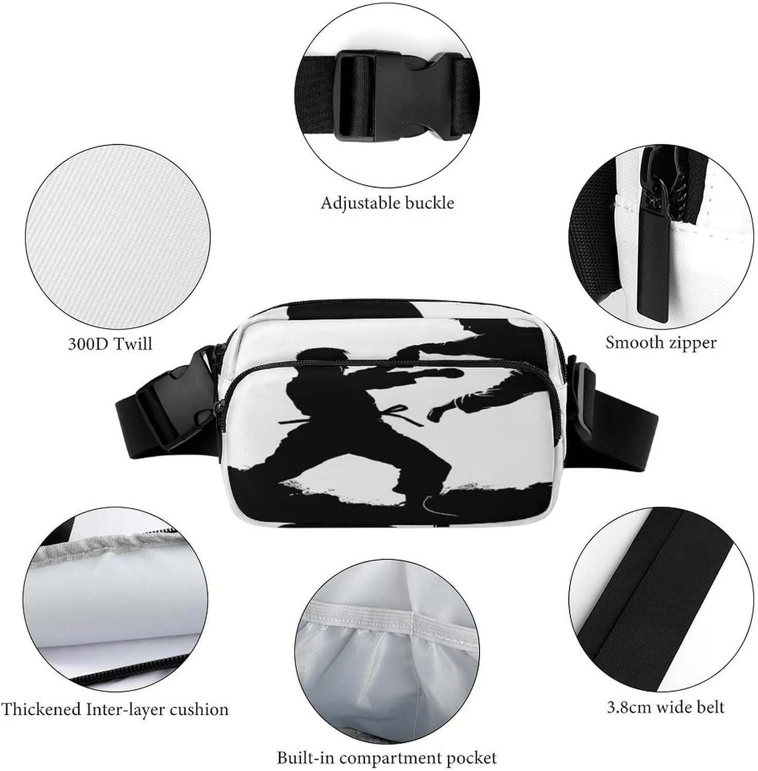 Large Waist Packs with Adjustable Strap,Kickboxing CrossBody Fanny Pack Casual Bag for Travel Sports Running Hiking
