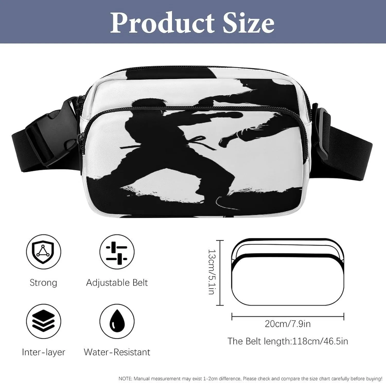Large Waist Packs with Adjustable Strap,Kickboxing CrossBody Fanny Pack Casual Bag for Travel Sports Running Hiking