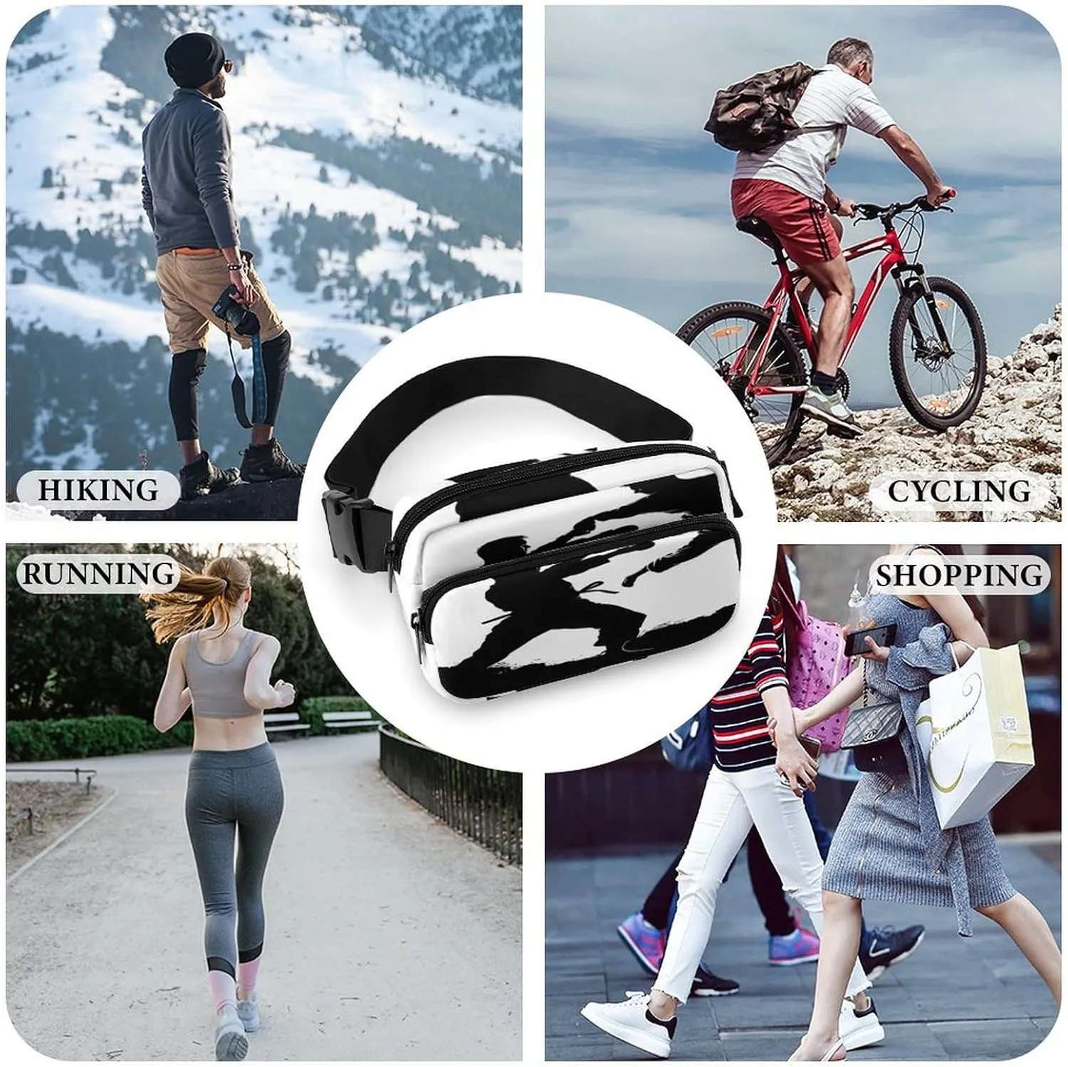 Large Waist Packs with Adjustable Strap,Kickboxing CrossBody Fanny Pack Casual Bag for Travel Sports Running Hiking