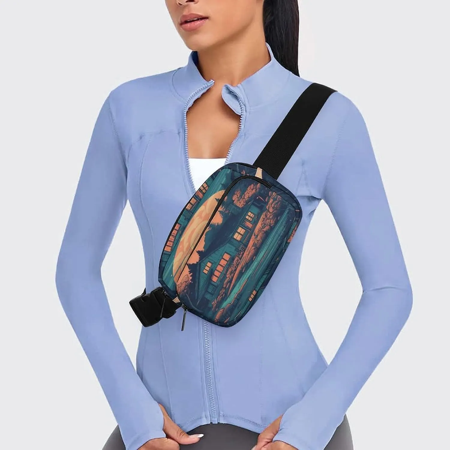 Large Waist Packs with Adjustable Strap,Lakeside House CrossBody Fanny Pack Casual Bag for Travel Sports Running Hiking