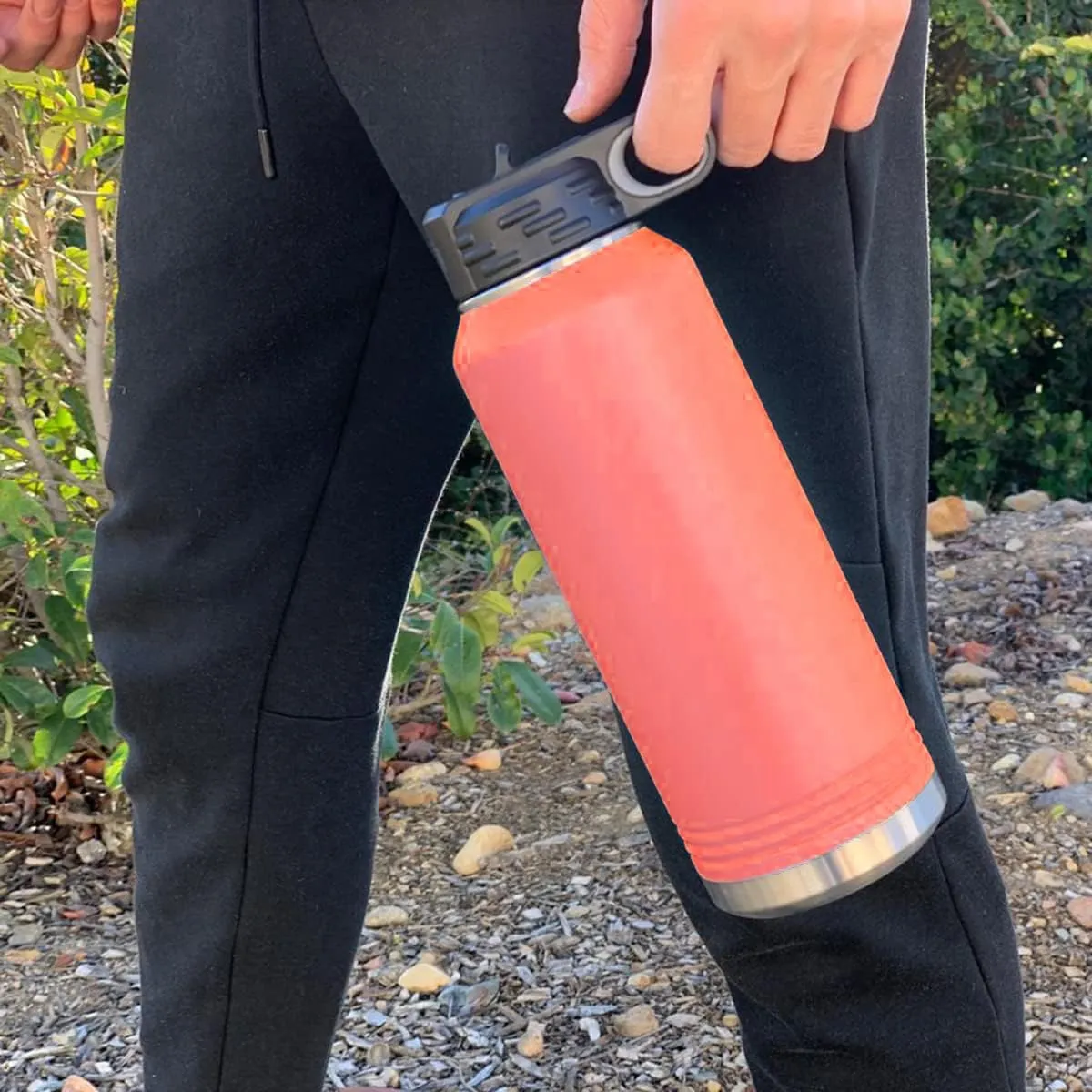 LaserGram Personalized Water Bottle, Great White Shark, Stainless Steel Double Wall Vacuum Insulated with Flip Top Straw, Custom Engraved Gift (40oz / 1180ml Coral)