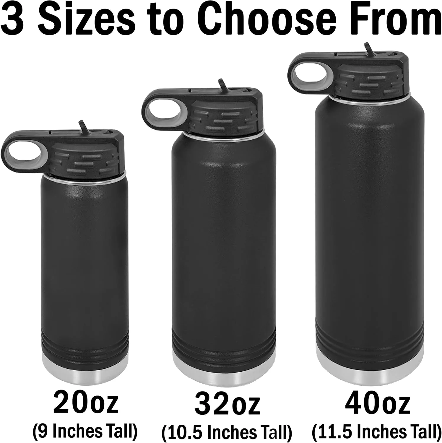 LaserGram Personalized Water Bottle, Great White Shark, Stainless Steel Double Wall Vacuum Insulated with Flip Top Straw, Custom Engraved Gift (40oz / 1180ml Dark Purple)