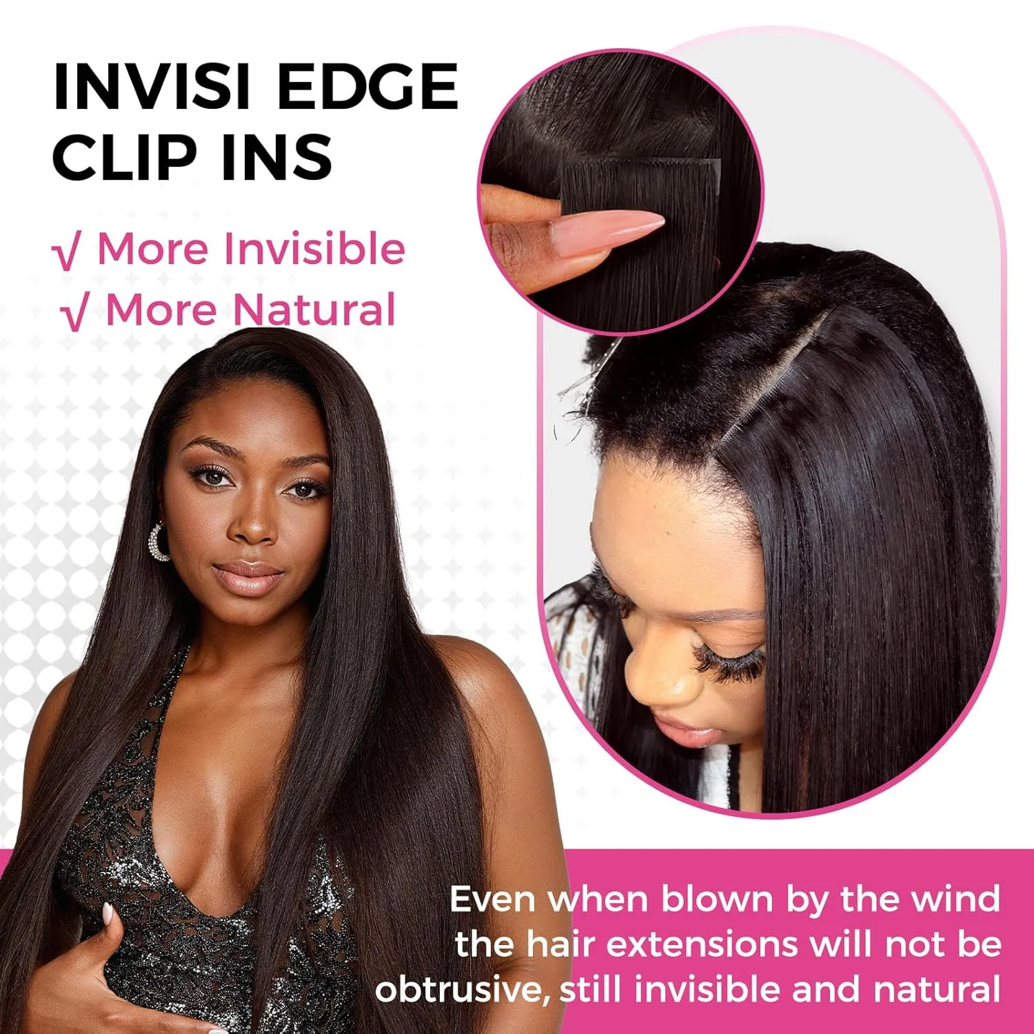 Lashey Invisi Edge Clip in Hair Extensions 14 Inch 110g 7pcs Injected Seamless PU Clip in Hair Extensions Virgin Human Hair, #2 Dark Brown Straight Hair
