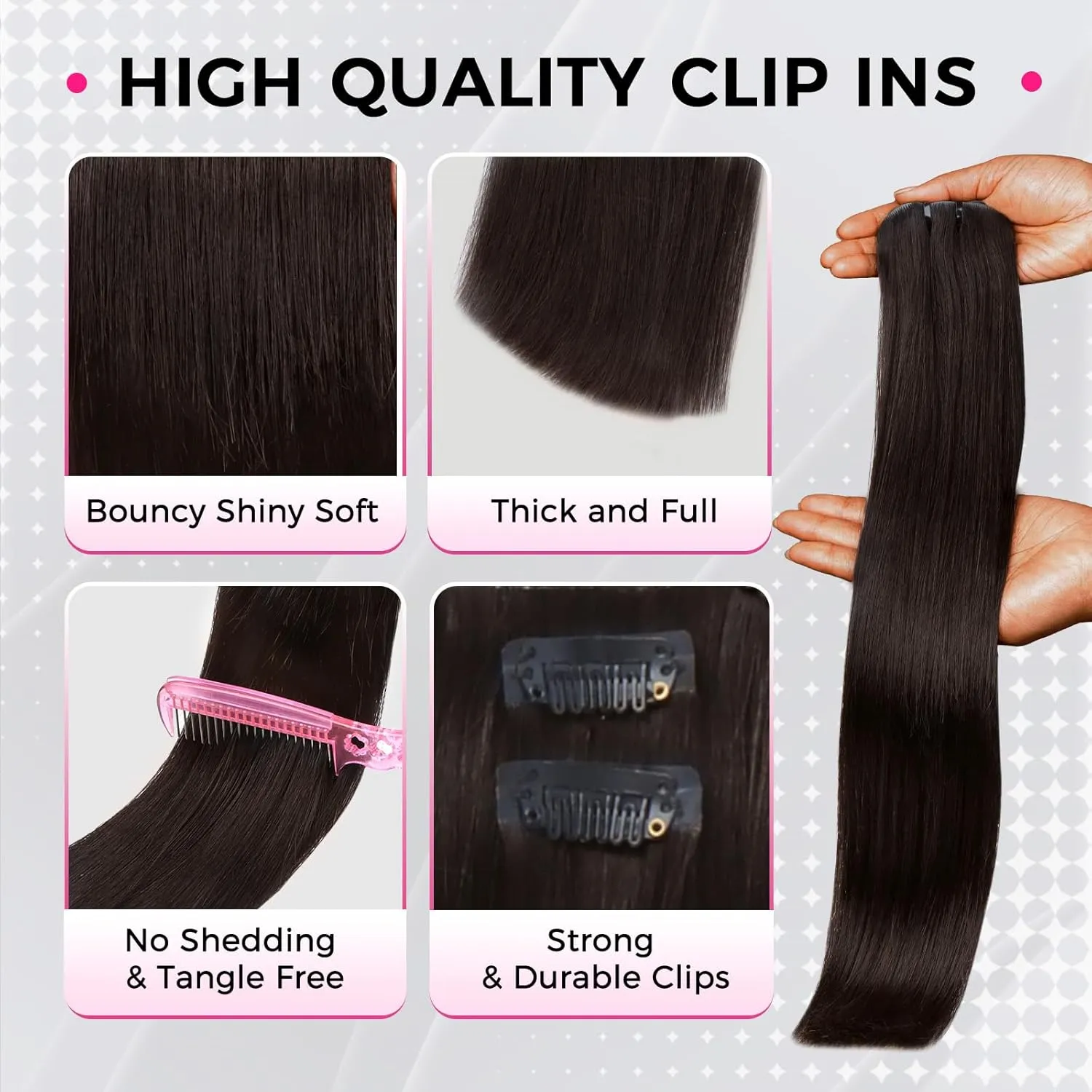 Lashey Invisi Edge Clip in Hair Extensions 14 Inch 110g 7pcs Injected Seamless PU Clip in Hair Extensions Virgin Human Hair, #2 Dark Brown Straight Hair