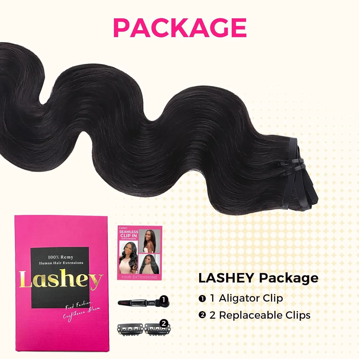 Lashey Seamless Clip in Hair Extensions Human Hair #1 Jet Black Body Wave 7pcs 110g 18 Inch Invisible PU Weft Clip in Hair Extensions Real Human Hair for Women