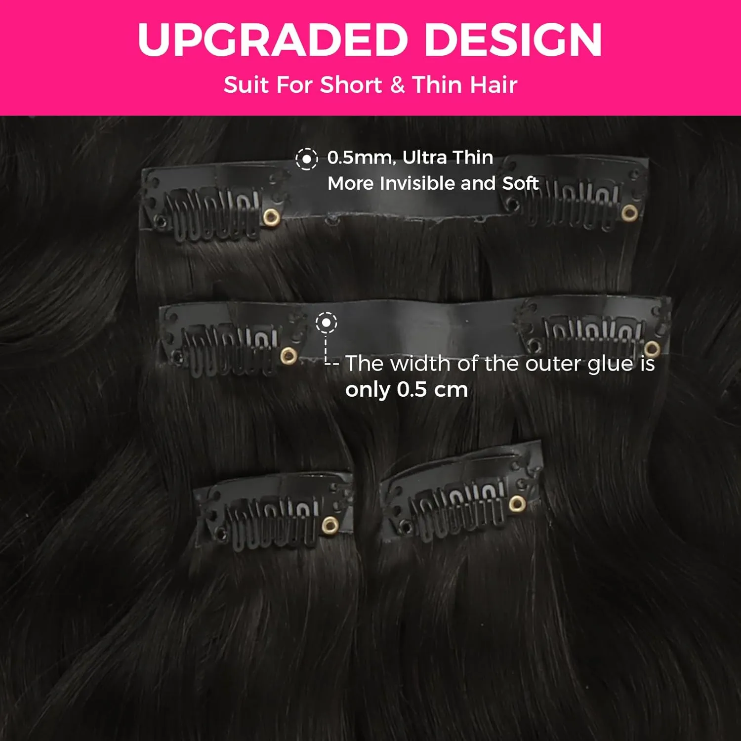 Lashey Seamless Clip in Hair Extensions Remy Human Hair Extensions, 110g 7pcs Body Wave Natural Black Clip in Hair Extensions 100% Real Soft Human Hair Natural Black Human Hair Extensions 14 Inch