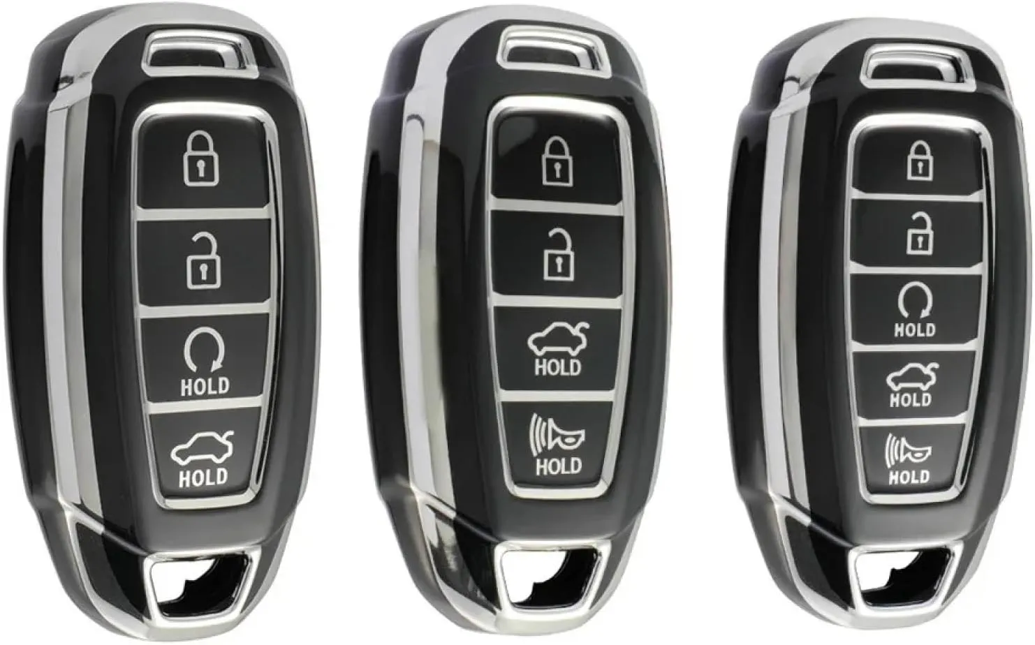 LeaHY Buttons Car Key Case Cover Keychain for Hyundai I30 Ix35 KONA Encino Solaris Azera Grandeur Ig Accent Santa Fe Palisade C-5ButtonsWhite