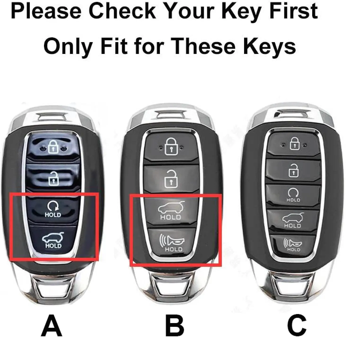 LeaHY Buttons Car Key Case Cover Keychain for Hyundai I30 Ix35 KONA Encino Solaris Azera Grandeur Ig Accent Santa Fe Palisade C-5ButtonsWhite