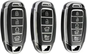 LeaHY Buttons Car Key Case Cover Keychain for Hyundai I30 Ix35 KONA Encino Solaris Azera Grandeur Ig Accent Santa Fe Palisade C-5ButtonsWhite