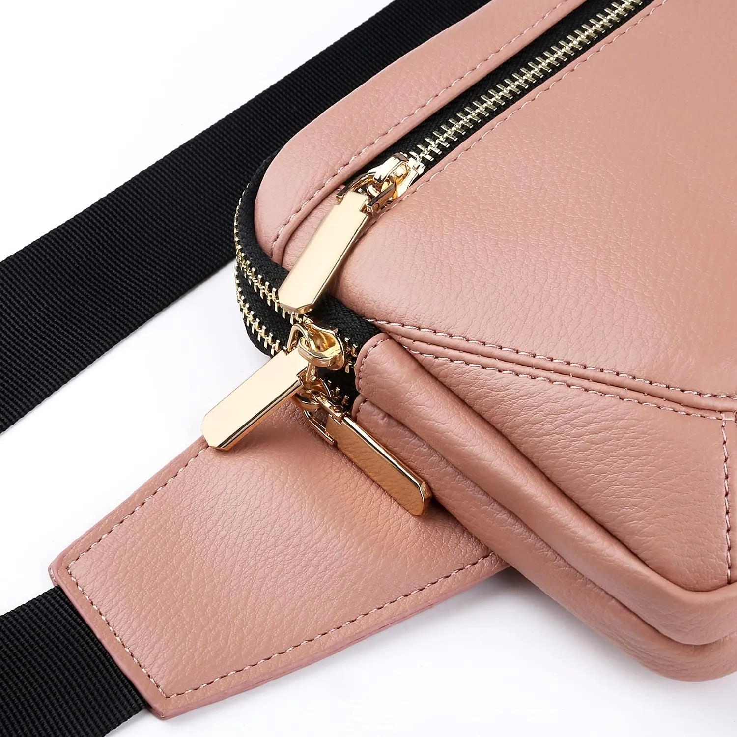 Leather Fanny Packs for Women Fashionable Plus Size Black Fanny Pack for Men Cute Crossbody Bags Belt Bag Waist Pack With Large Capacity Casual Hip Bum Bag for Disney Travel Running Hiking Pink Brown