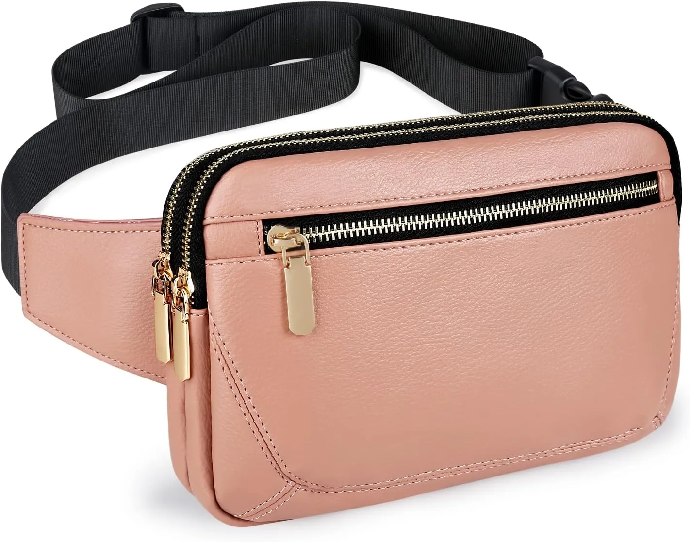 Leather Fanny Packs for Women Fashionable Plus Size Black Fanny Pack for Men Cute Crossbody Bags Belt Bag Waist Pack With Large Capacity Casual Hip Bum Bag for Disney Travel Running Hiking Pink Brown
