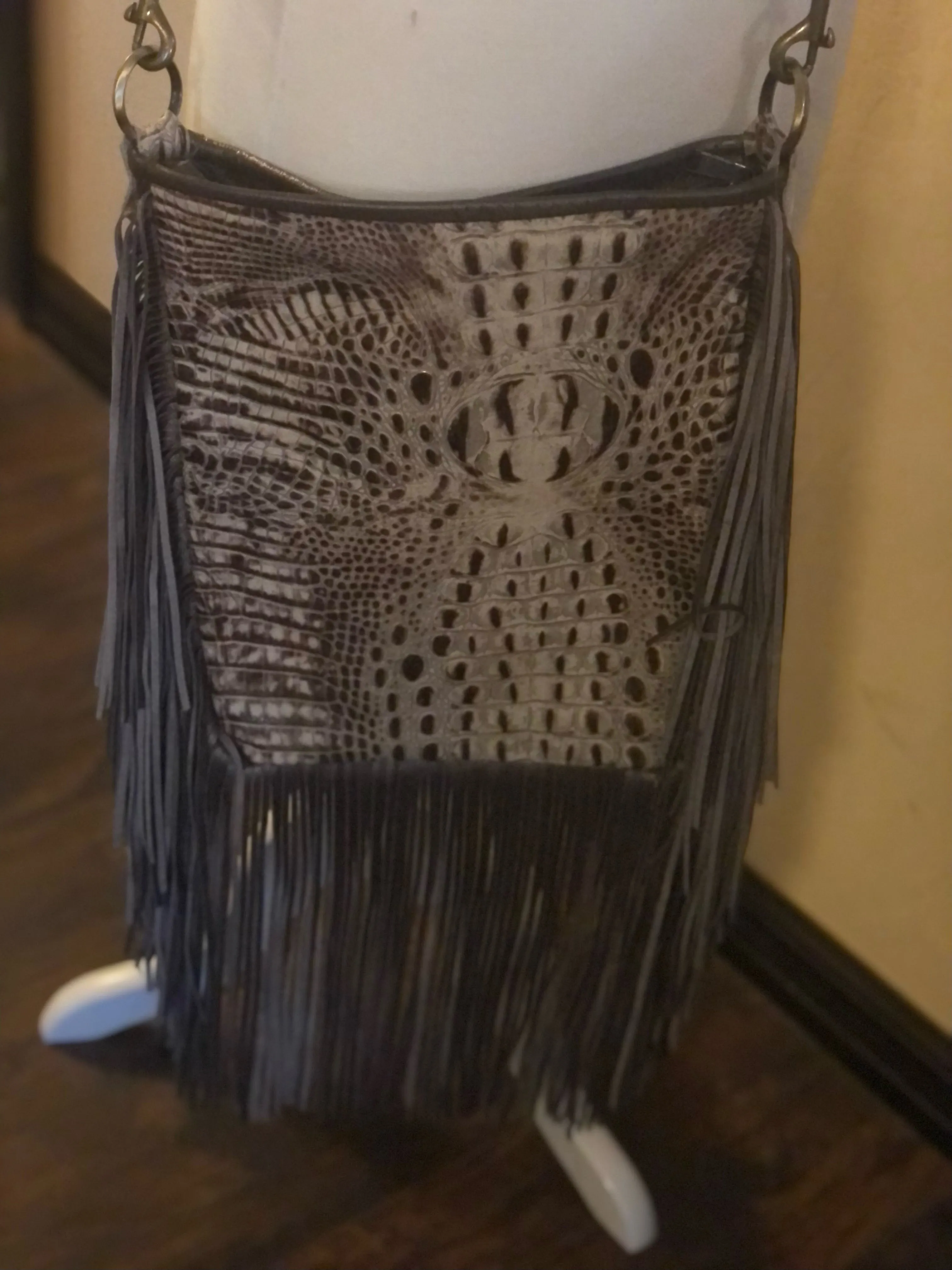 Leather Large Tote Croc