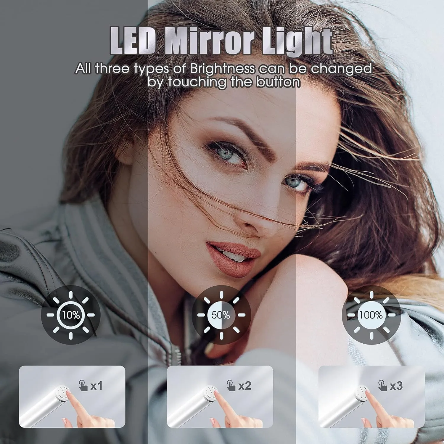 LED Mirror Lights Portable Rechargeable Vanity Light 3 Brightness Touch Control Makeup Light for Bathroom Dressing Room 2 Packs