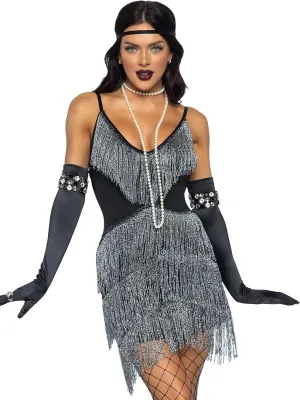 Leg Avenue Women's 2 Pc Dazzling Flapper Costume with Dress, Head Piece