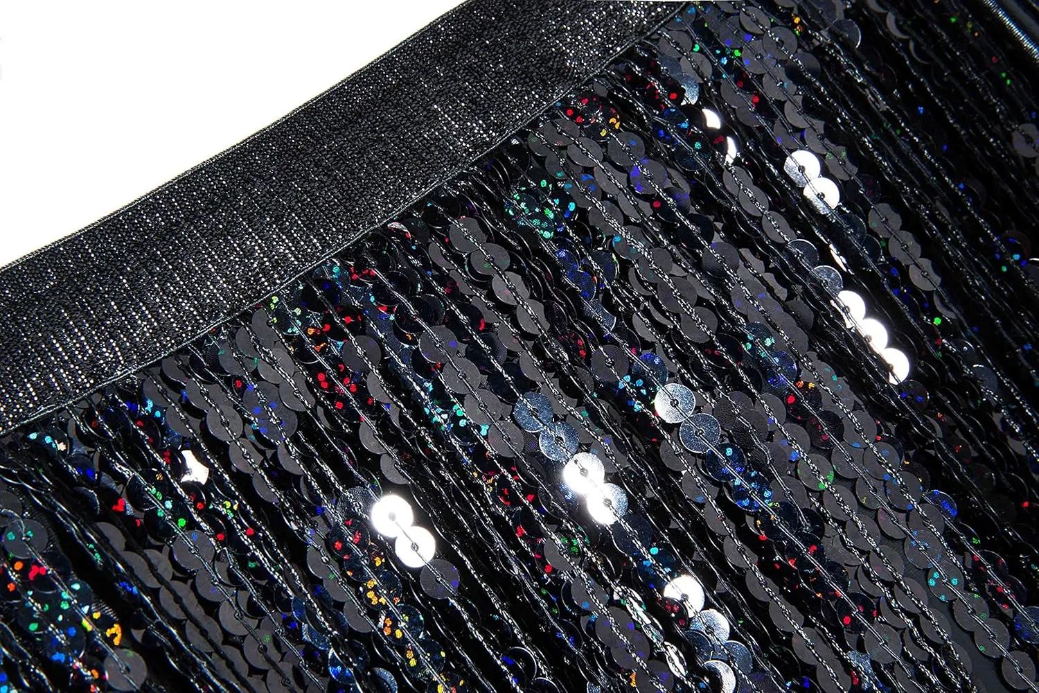 Lelike Sequin Skirt with Sparkly Fringe