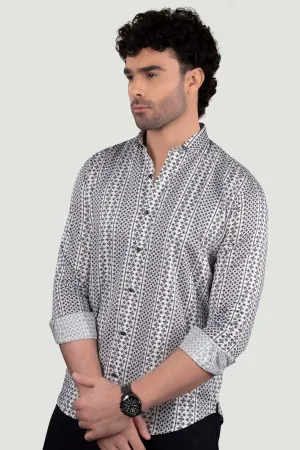 Leo White Floral Giza Cotton Club Wear Shirt