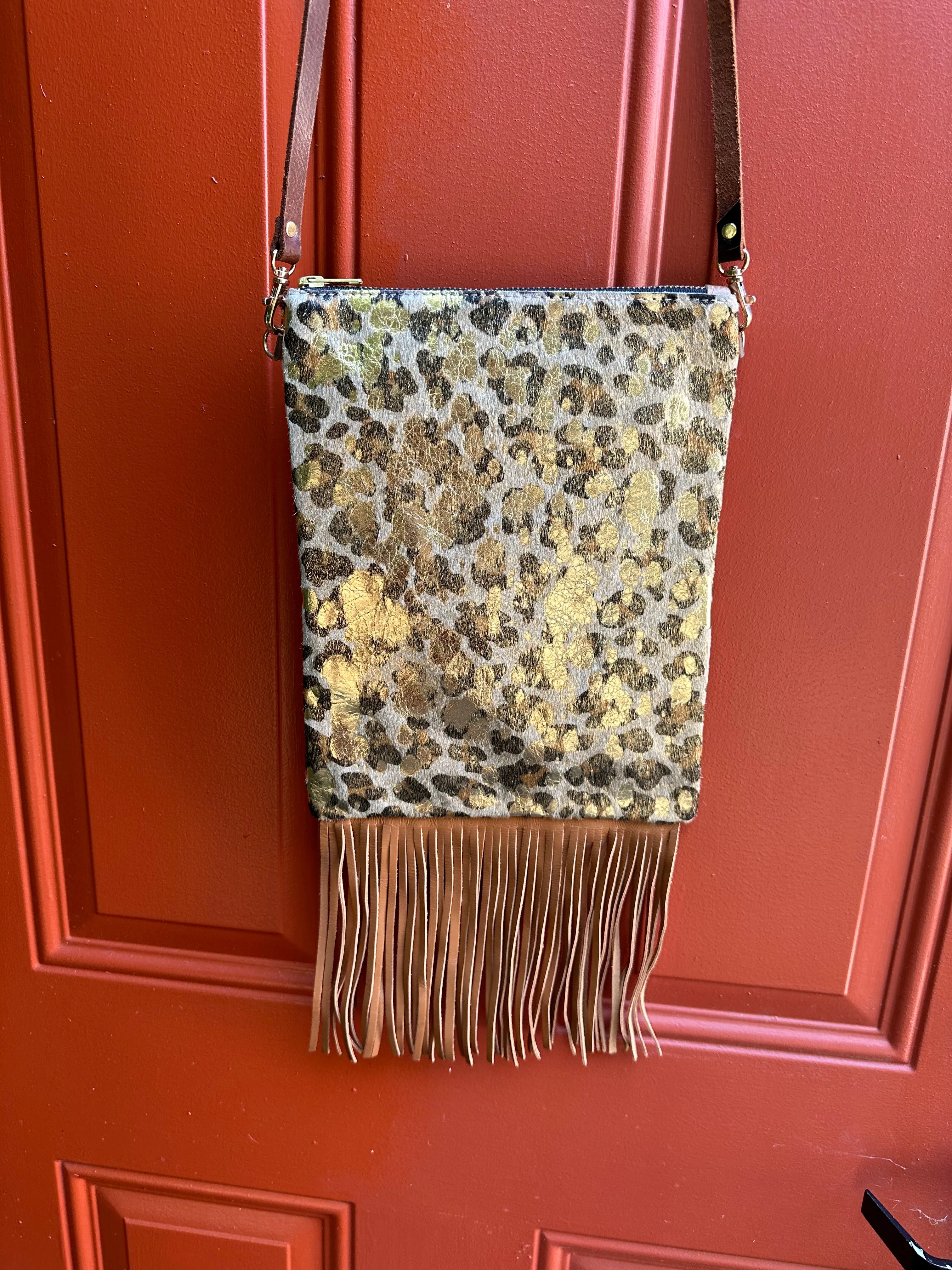 LEOPARD, CROC, FUR LEATHER CROSSBODY FRINGE BAGS