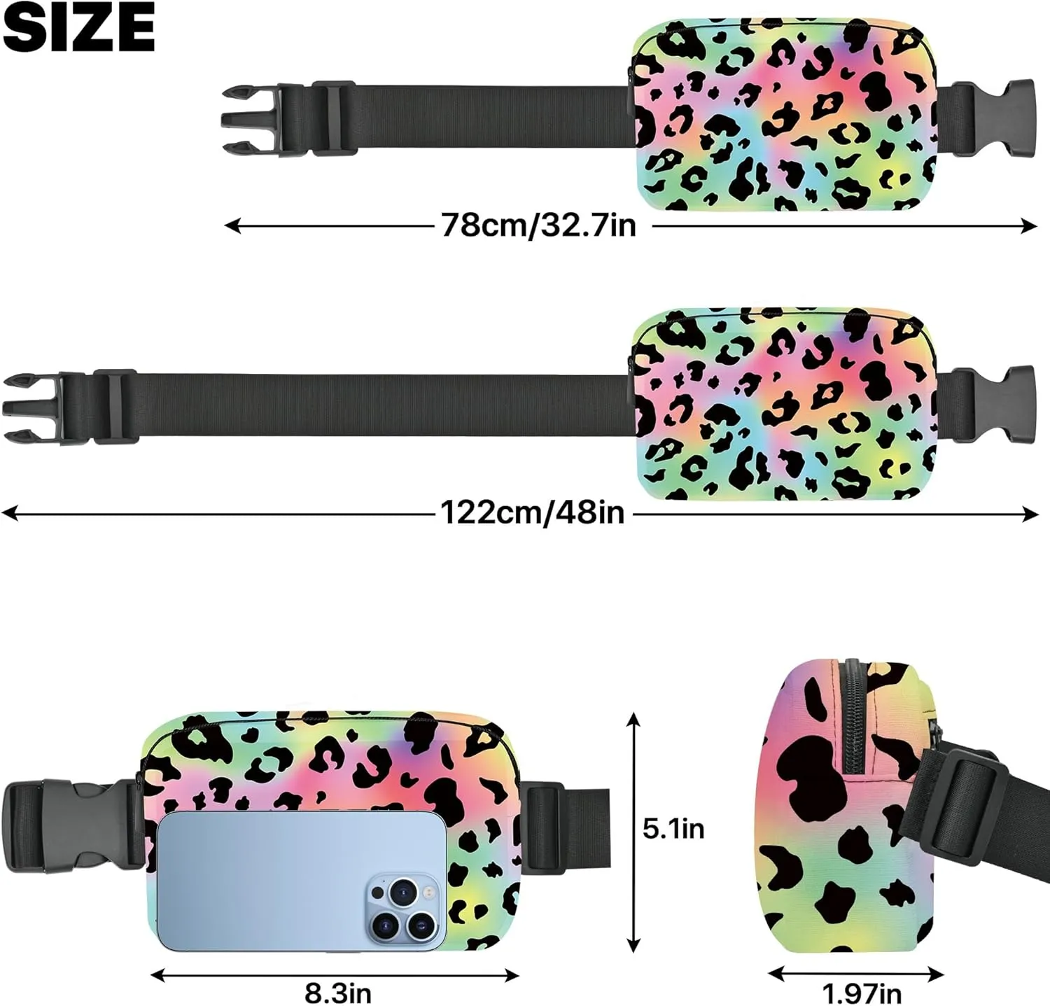 Leopard Print Fanny Pack Fashion Belt Bag Small Crossbody Bags for Women Casual Waist Packs with Adjustable Strap