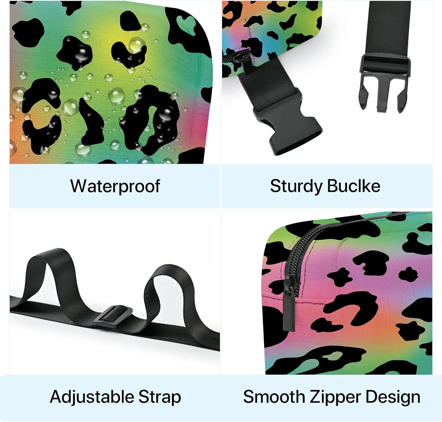 Leopard Print Fanny Pack Fashion Belt Bag Small Crossbody Bags for Women Casual Waist Packs with Adjustable Strap