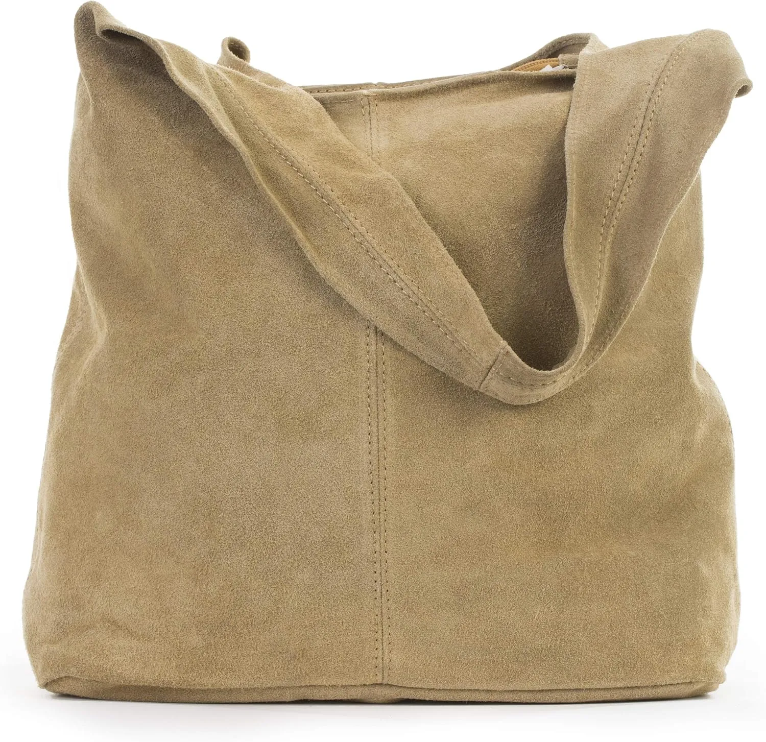 LiaTalia Womens Large Italian Suede Leather Single Shoulder Strap Hobo Slouch Bag with Storage Bag