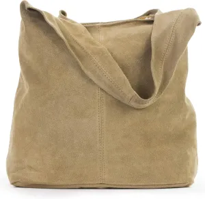 LiaTalia Womens Large Italian Suede Leather Single Shoulder Strap Hobo Slouch Bag with Storage Bag