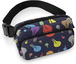 Light Bulb Colorful Fanny Packs Crossbody Bags for Women Men, Belt Bag Waist Packs for Workout Running Travel with Adjustable Strap