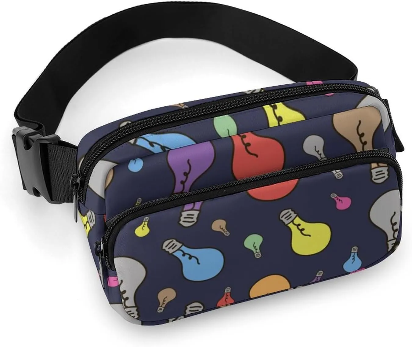 Light Bulb Colorful Fanny Packs Crossbody Bags for Women Men, Belt Bag Waist Packs for Workout Running Travel with Adjustable Strap