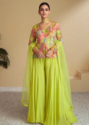 Lime Green Plazzo Set With Dupatta