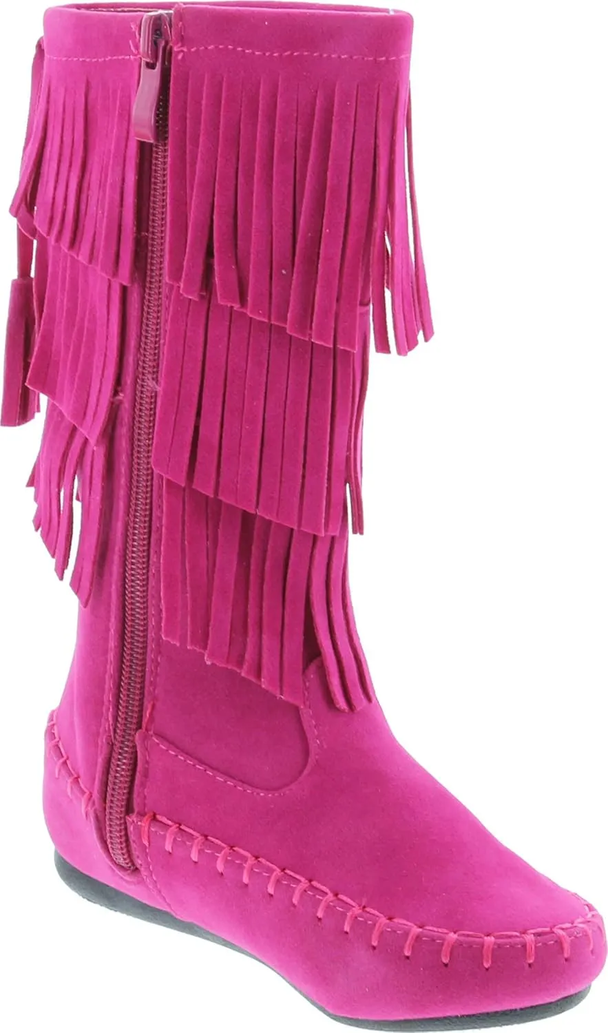 Link Candice-16Ka Girls Mid Calf 3 Layer Fringe Boots