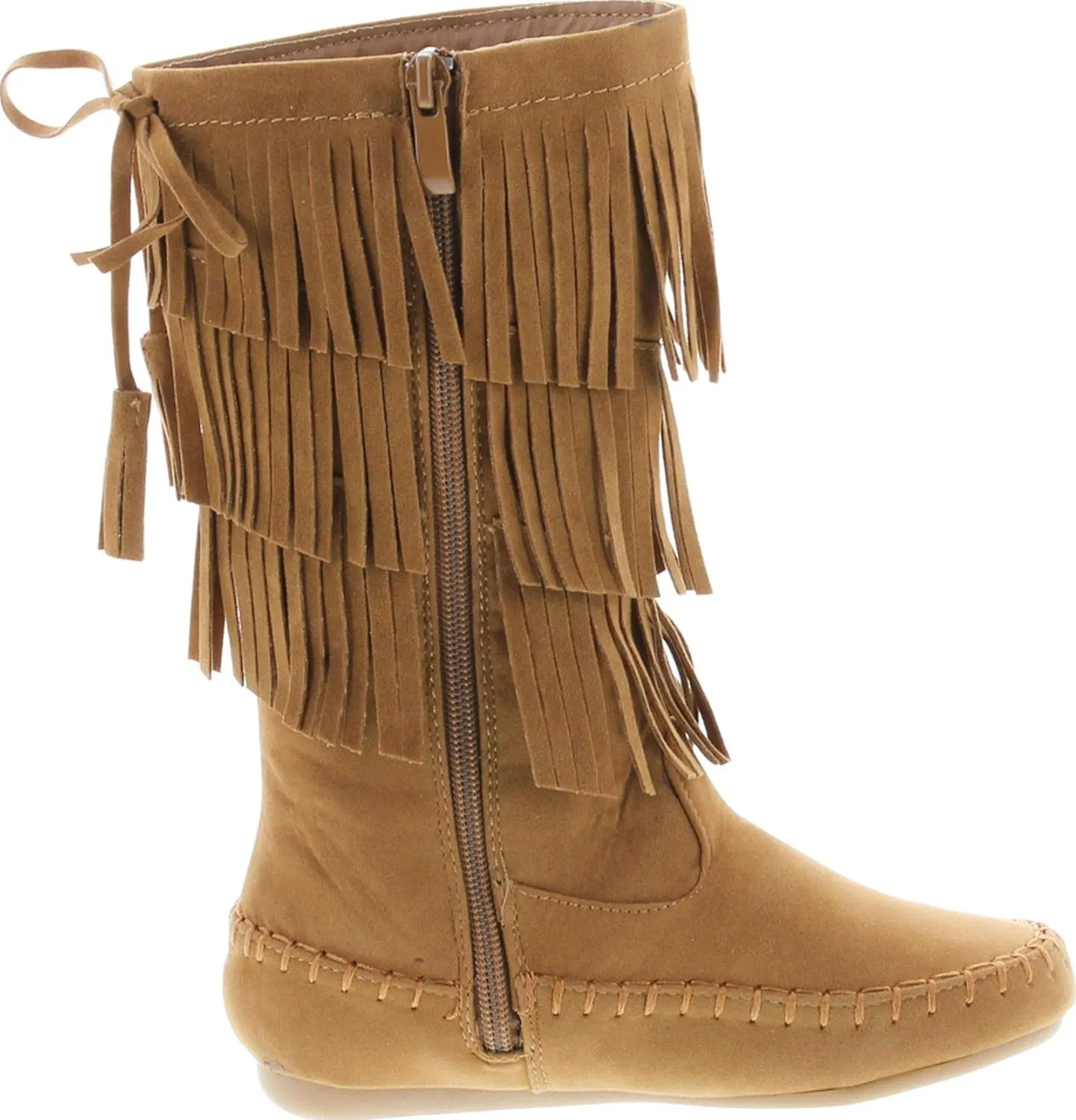 Link Candice-16Ka Girls Mid Calf 3 Layer Fringe Boots