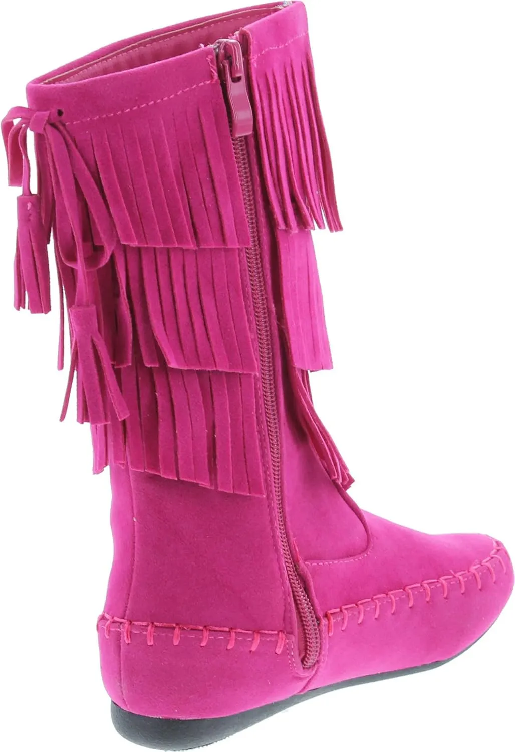 Link Candice-16Ka Girls Mid Calf 3 Layer Fringe Boots