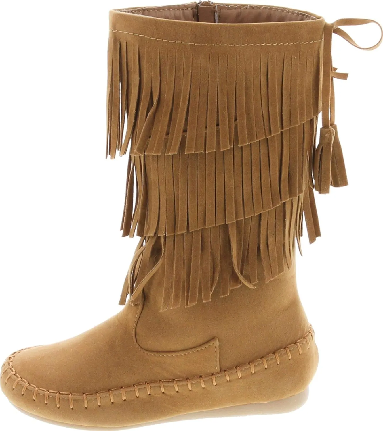 Link Candice-16Ka Girls Mid Calf 3 Layer Fringe Boots