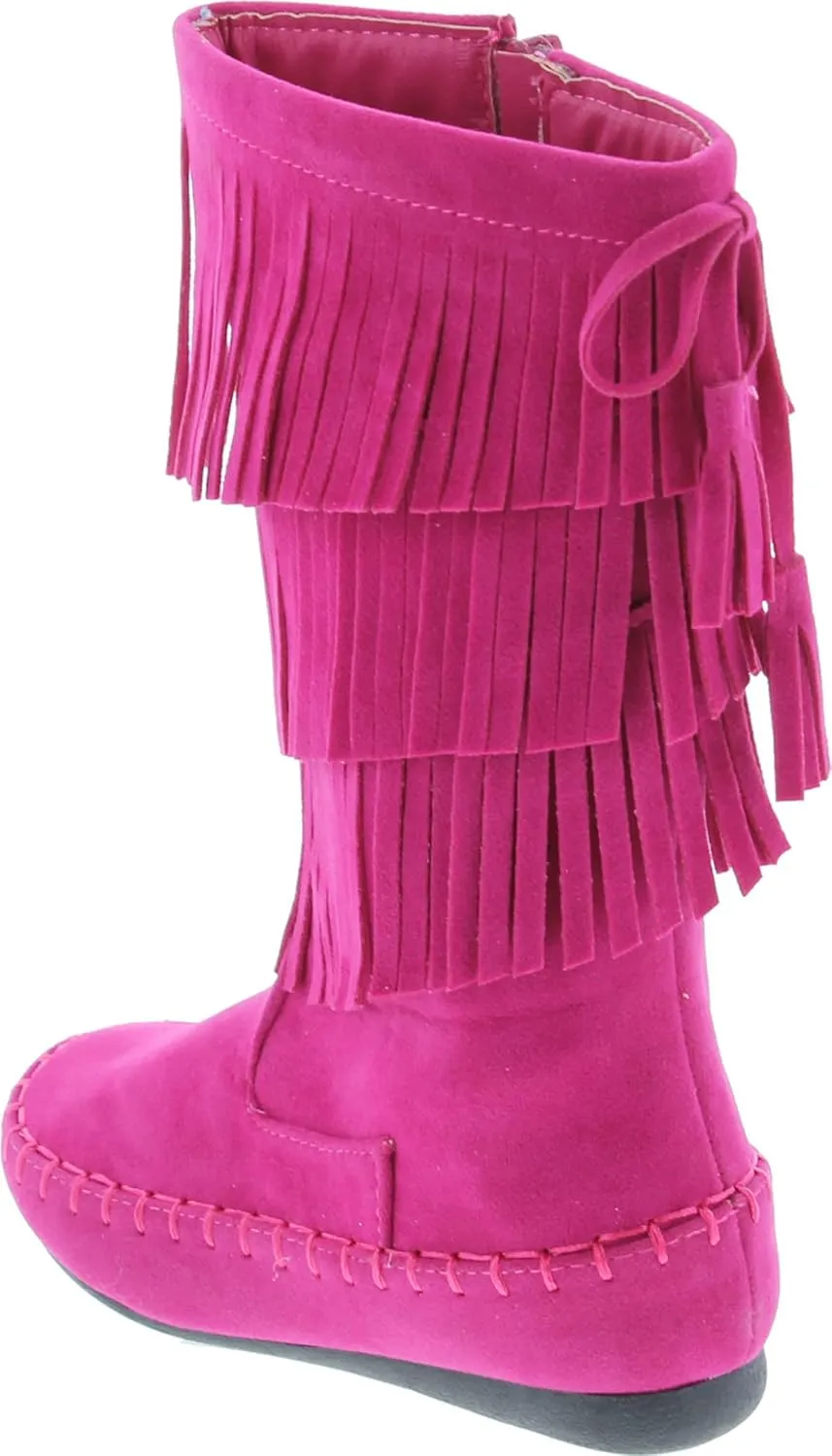 Link Candice-16Ka Girls Mid Calf 3 Layer Fringe Boots