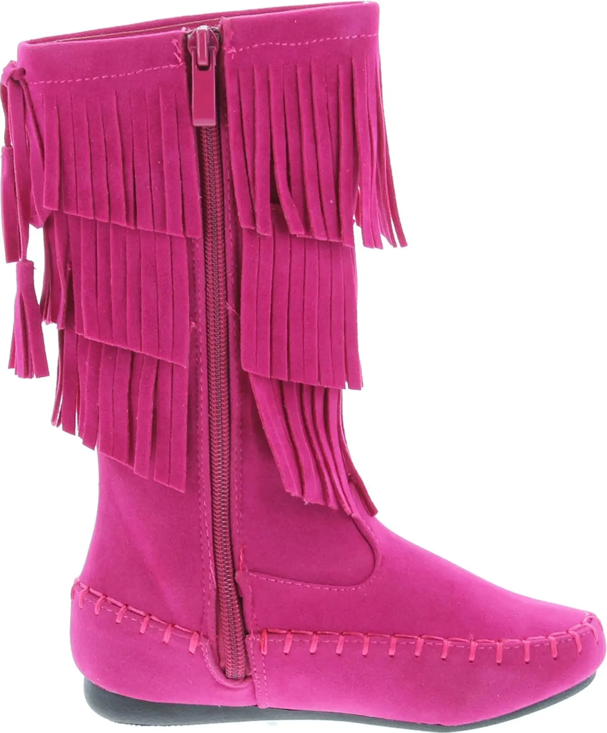 Link Candice-16Ka Girls Mid Calf 3 Layer Fringe Boots