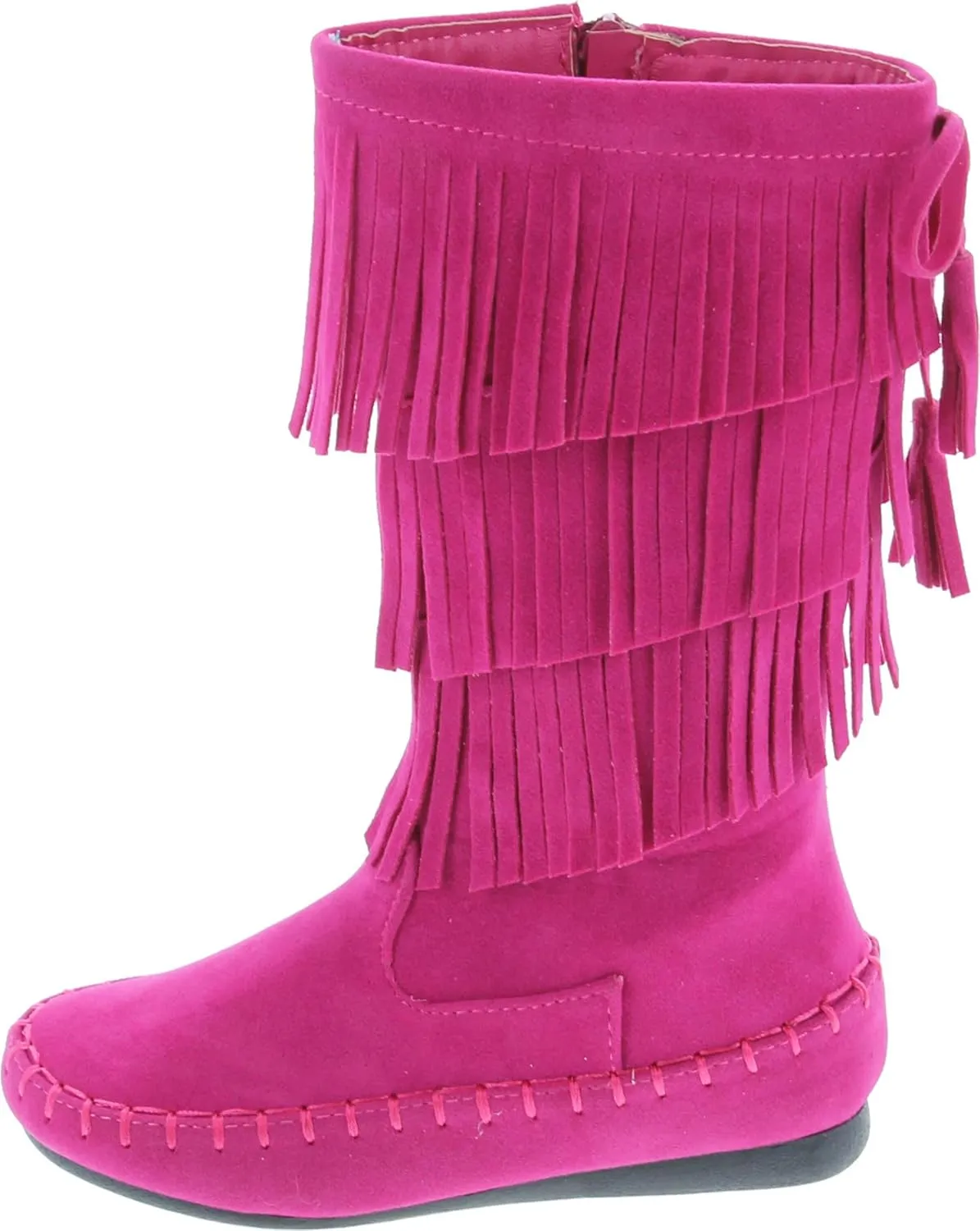 Link Candice-16Ka Girls Mid Calf 3 Layer Fringe Boots