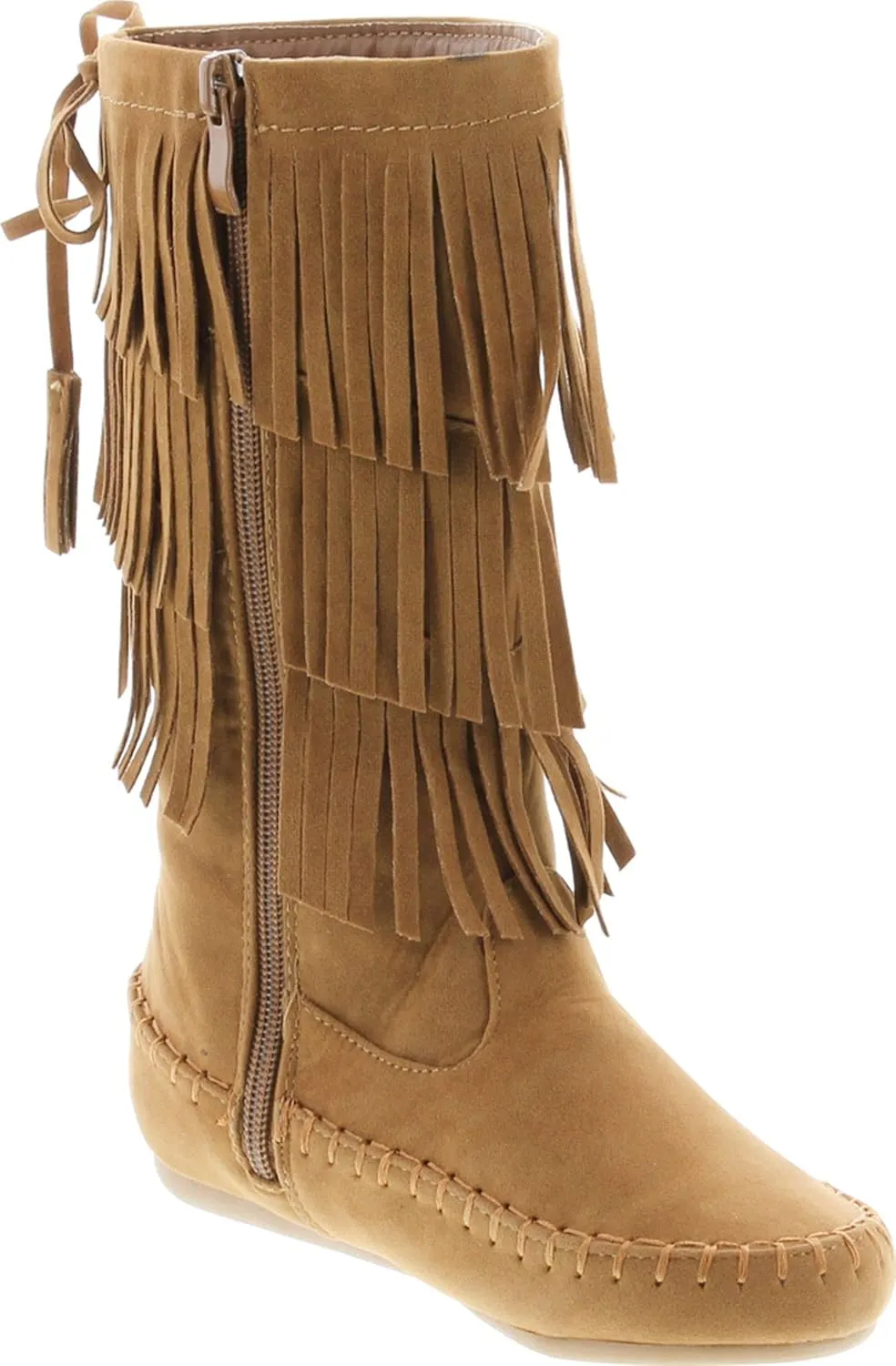 Link Candice-16Ka Girls Mid Calf 3 Layer Fringe Boots