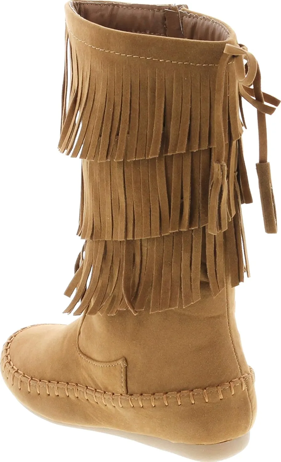 Link Candice-16Ka Girls Mid Calf 3 Layer Fringe Boots