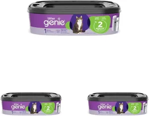 Litter Genie Refill Bags (3-Pack) | Multi-Layers of Odor-Barrier Technology | 1 Square Refill Cartridge Lasts Up to 2 Months Per Cat