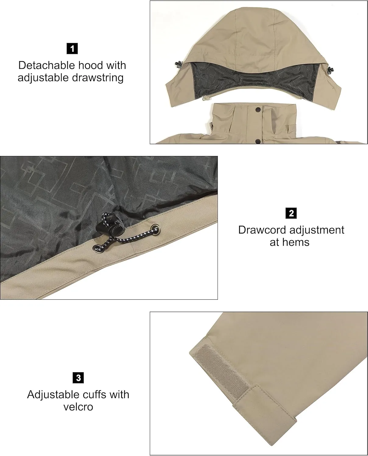 Little Donkey Andy Men's Waterproof Rain Jacket Lightweight Hooded Raincoat Rain Shell for Travel Hiking Golf