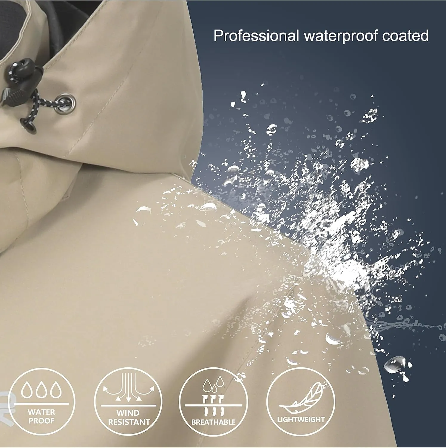 Little Donkey Andy Men's Waterproof Rain Jacket Lightweight Hooded Raincoat Rain Shell for Travel Hiking Golf